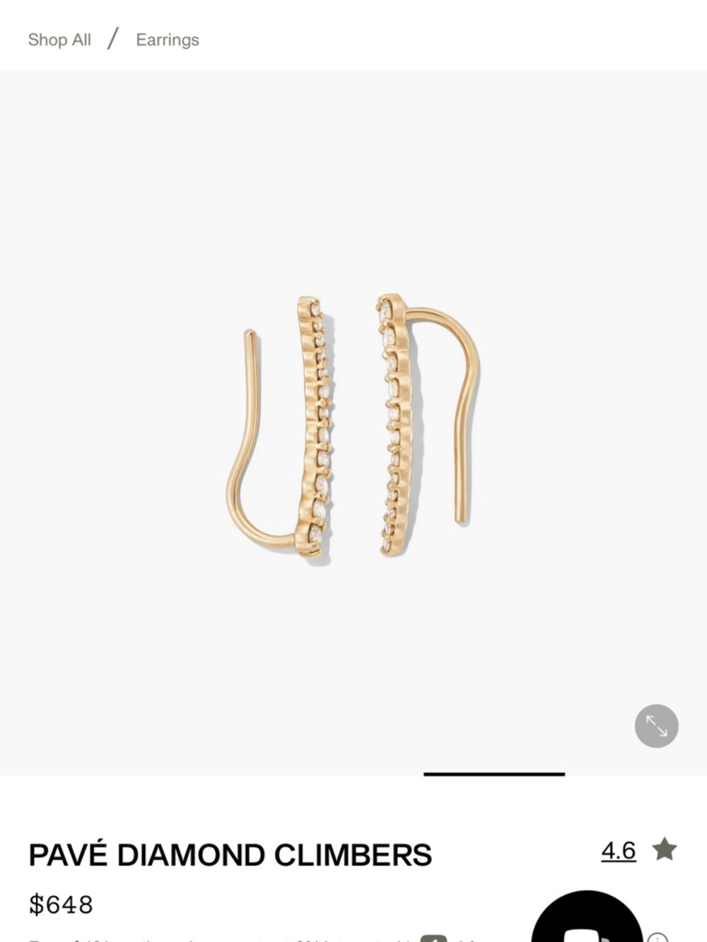 Mejuri (one-right ear) Gold Curved Bar Earring with Subtle Stones - Picture 2 of 10